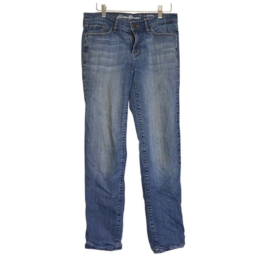 Eddie Bauer Women Size 4 Boyfriend Jeans Blue Relaxed Flannel Medium Wash Denim